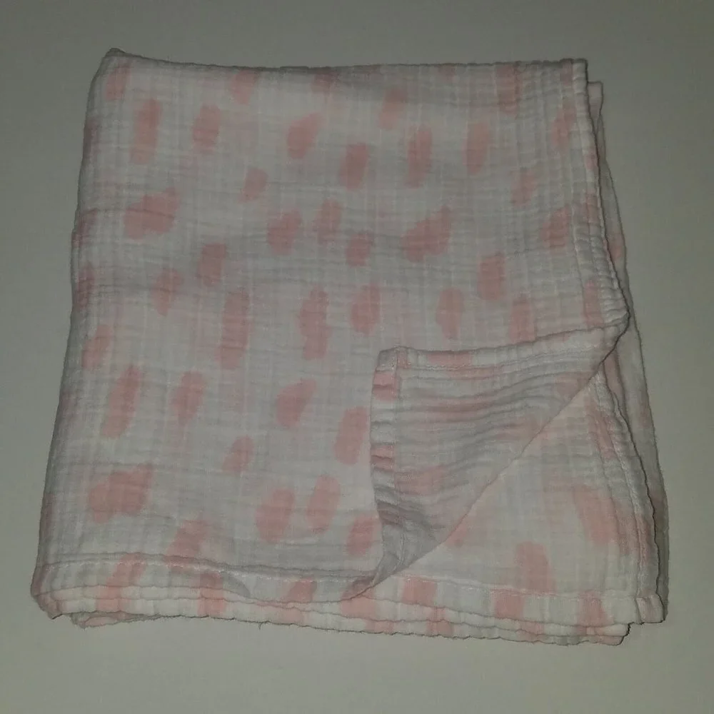 Cloud Island Pink White Animal Print Muslin Cotton Swaddle Blanket Baby Lovey